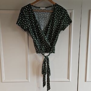 Floral Faux Wrap Crop Top